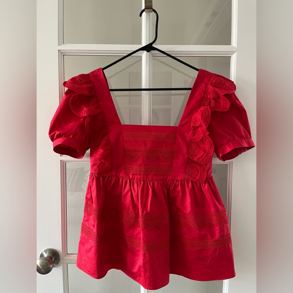 Self-portrait blouse in red.  Size US 6 / UK 10.